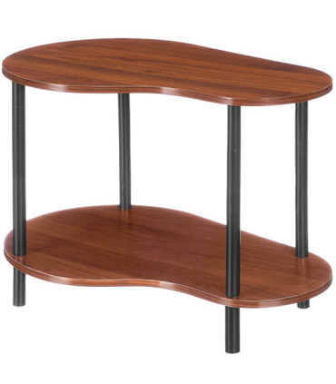 Table d'appoint design noir et bois 2 niveaux 57x37x41cm