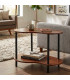 Table d'appoint design noir et bois 2 niveaux 57x37x41cm