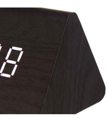 Horloge réveil digital à poser bois noir 8x11.5x7.5cm
