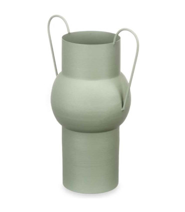 Vase acier double anse vert pastel 14x22x32cm