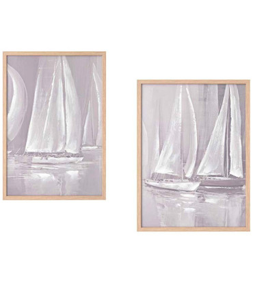 Set of 2 wall frames sailing boats 50x70cm
