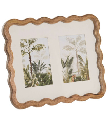Cadre photo double à poser en bois de manguier 36x2x28cm