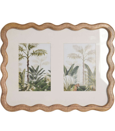 Cadre photo double à poser en bois de manguier 36x2x28cm