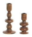 Set of 2 Candle Holders mangowood 10x10x23cm