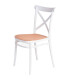Chaise en plastique blanc et assise effet rotin 51x42x85cm