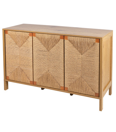 Commode bois 3 portes cordes 120x40x75cm