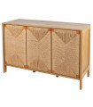 Commode bois 3 portes cordes 120x40x75cm