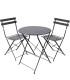 Set table + 2 chaises de jardin pliable en métal noir