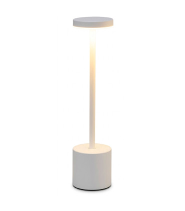 Lampe à poser blanche LED sans fil abat-jour effet plissé 9x9x27cm