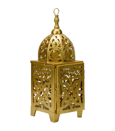 Gold metal lantern 10x10x27cm