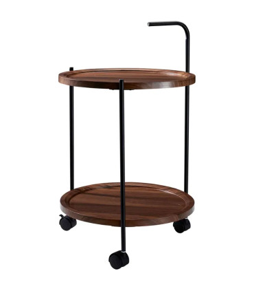 Side Table wood and black metal 40x40x67cm