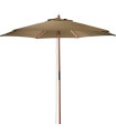 Parasol taupe et bois diamètre 250cm