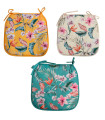 Set de 3 coussins de chaise motifs fleuris 38x38cm