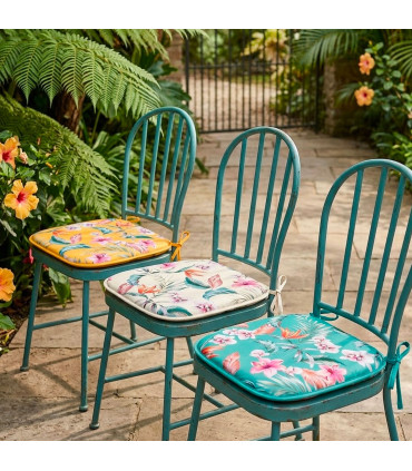 Set de 3 coussins de chaise motifs fleuris 38x38cm