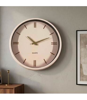 Horloge murale ronde beige rosé et doré 38x38cm