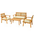 Salon de jardin bois d'acacia et cannage 2 fauteuils, 1 canapé, 1 table