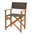 Fauteuil metteur en scène de jardin pliant en bois d'acacia et tissu gris 55x52x88cm