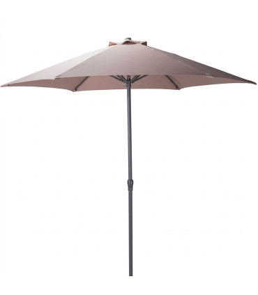 Parasol rond beige taupe foncé diamètre 230cm