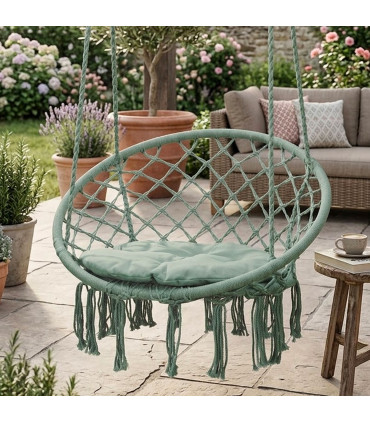 Chaise-hamac suspendue balancelle vert 80x40cm
