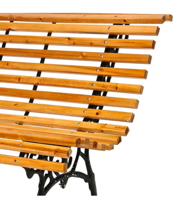 Garden Bench Wood and black metal 117x77x61cm