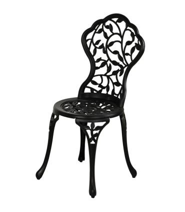 Black metal garden set table + 2 chairs