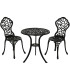Black metal garden set table + 2 chairs