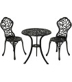 Black metal garden set table + 2 chairs