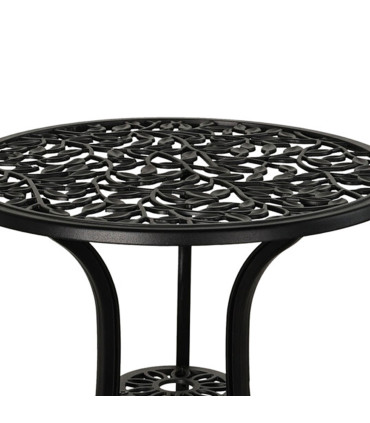 Black metal garden set table + 2 chairs