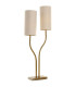 Lampe à poser double métal doré et abat-jour lin beige 35x16x100cm
