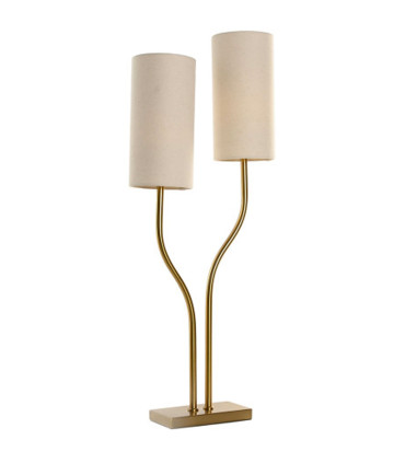 table Lamp double gold metal and beige linen 35x16x100cm