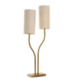 table Lamp double gold metal and beige linen 35x16x100cm