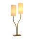 table Lamp double gold metal and beige linen 35x16x100cm