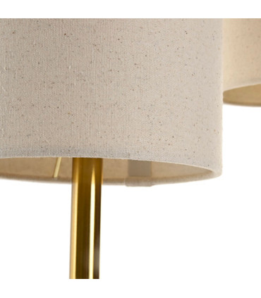 table Lamp double gold metal and beige linen 35x16x100cm