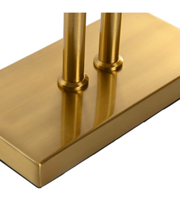 table Lamp double gold metal and beige linen 35x16x100cm