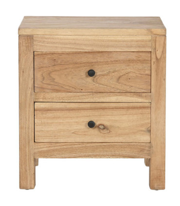 Table de chevet en bois de mindi 2 tiroirs 45x35x50cm
