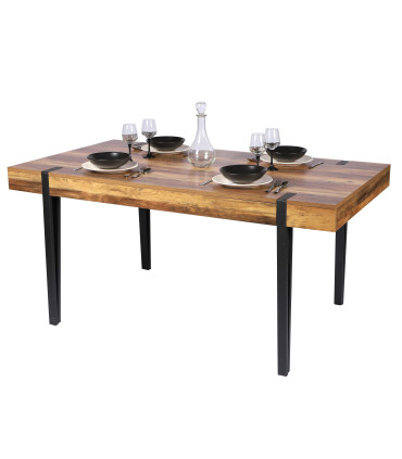 Dining Table Wood and Metal - 160x90cm