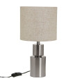 Table Lamp silver metal and beige lampshade 10x10x43.5cm