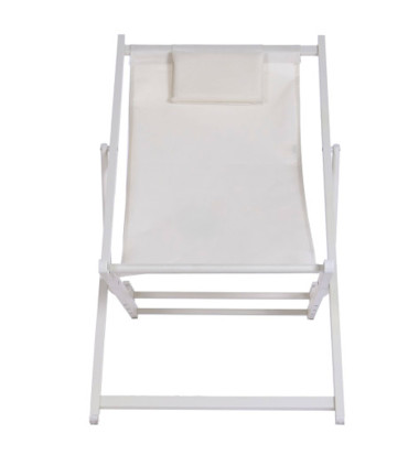 Chaise longue pliante chilienne métal et tissu blanc 61x103x96cm