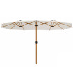 Grand parasol double à manivelle acier et polyester beige 446x264x240cm