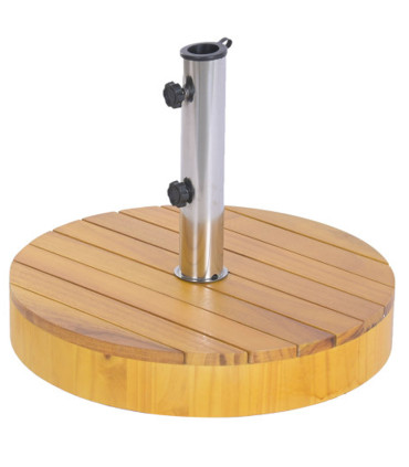 Pied de parasol rond bois eucalyptus 30kg 50x50x38cm