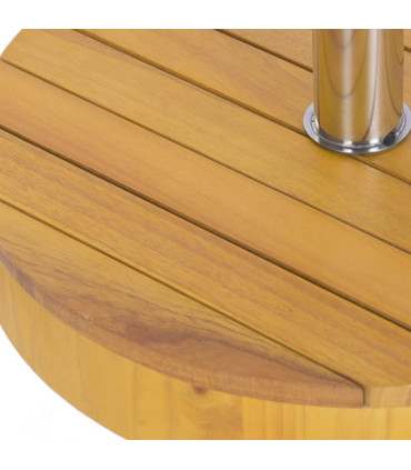 Pied de parasol rond bois eucalyptus 30kg 50x50x38cm