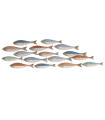 Décoration murale banc de poissons multicolores en bois 78x4.5x22cm