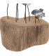 Décoration à poser banc de poissons multicolores en bois 14x7.5x24cm