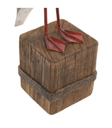 Statue déco à poser bois et métal mouette 17x9.5x34cm