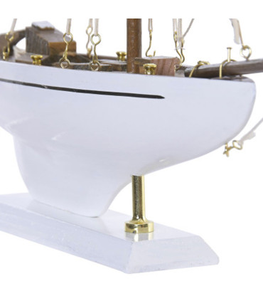 Bateau à voiles décoratif bois blanc 42x6.5x41cm