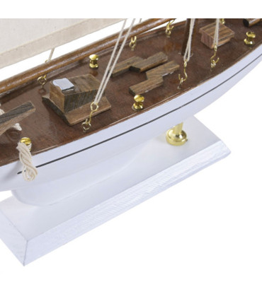 Bateau à voiles décoratif bois blanc 42x6.5x41cm