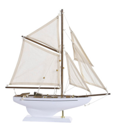 Bateau à voiles décoratif bois blanc 42x6.5x41cm