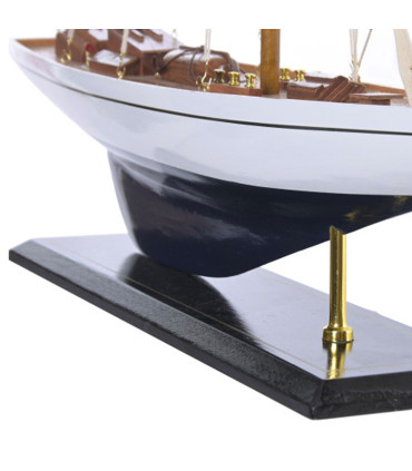 Bateau à voiles décoratif bois bleu marine 60x11.5x83cm