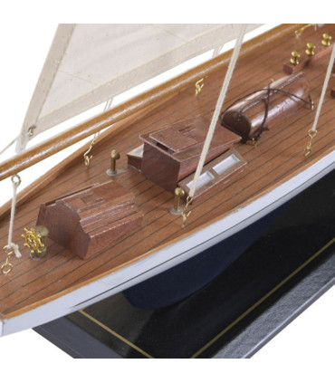 Bateau à voiles décoratif bois bleu marine 60x11.5x83cm