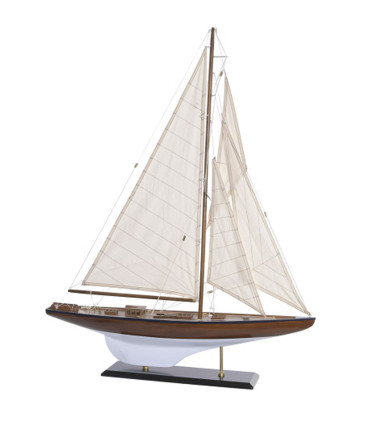 Decorative Boat dark wood and white 75x14x98cm